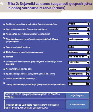 Dejavniki za oceno tbeganosti gospodinjstva in obseg varnostne rezerve