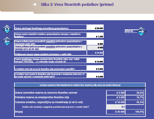 vnos finančnih podatkov